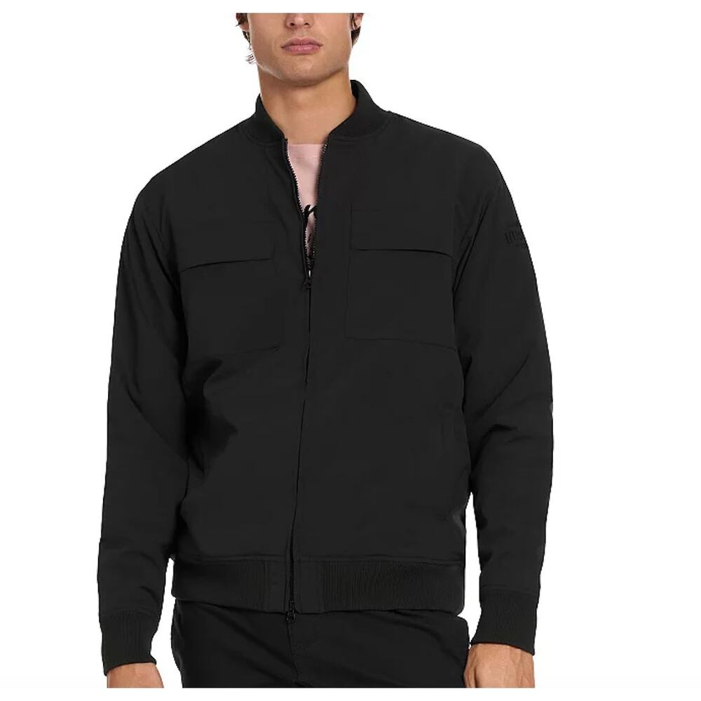 Men's Hurley Palimino Textured Cargo Black Bomber Jacket